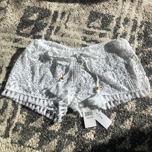 Pily Q Barcelona lace cover up shorts with fringe